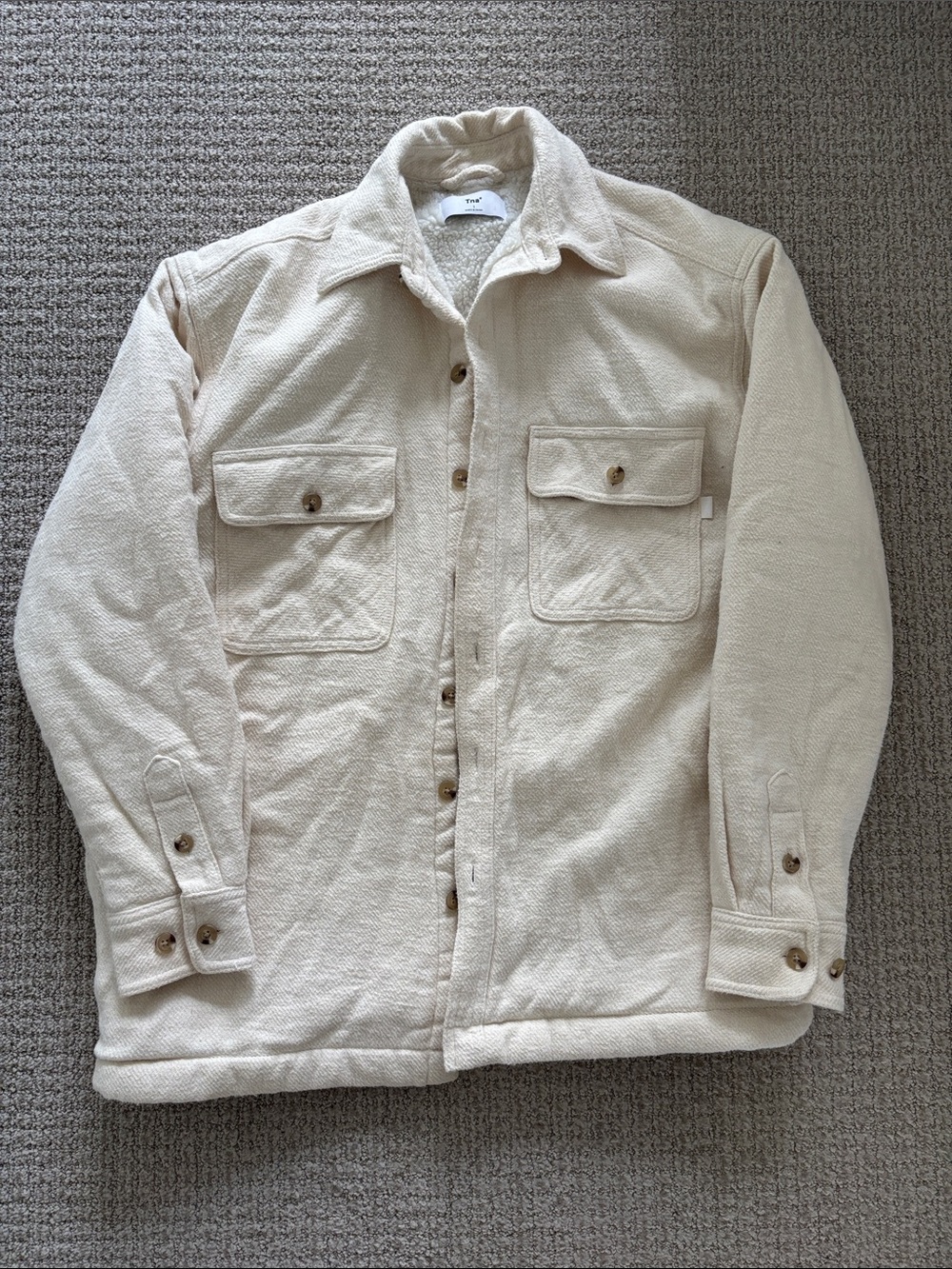 TNA Cream Shirt Jacket with Sherpa Lining